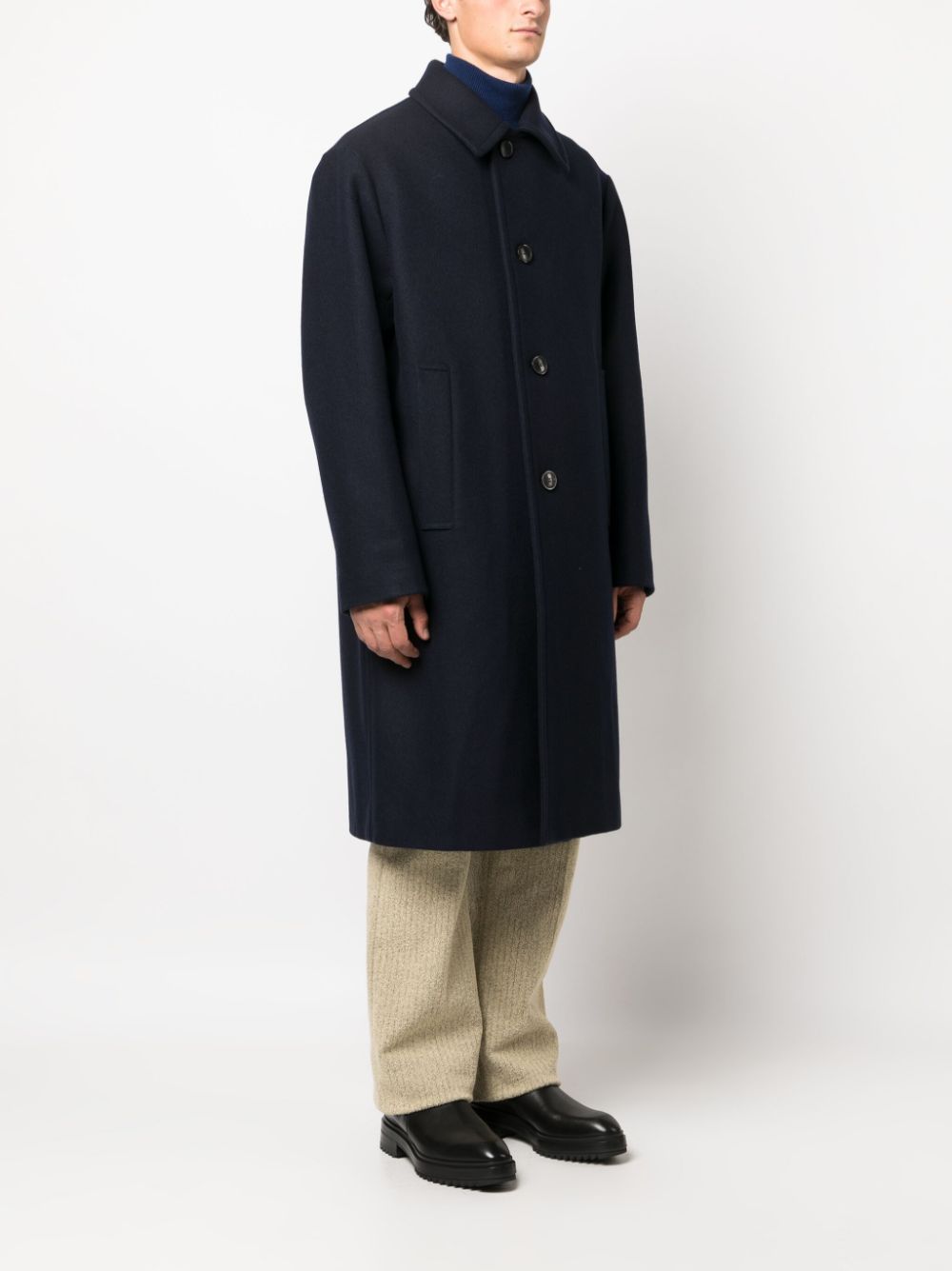 Blue single-breasted tailored coat - men